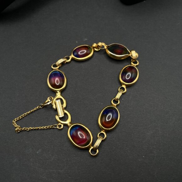 Vintage Sarah Coventry Harmony Bracelet Signed Designer Jewelry Rainbow Glass - Picture 4 of 8